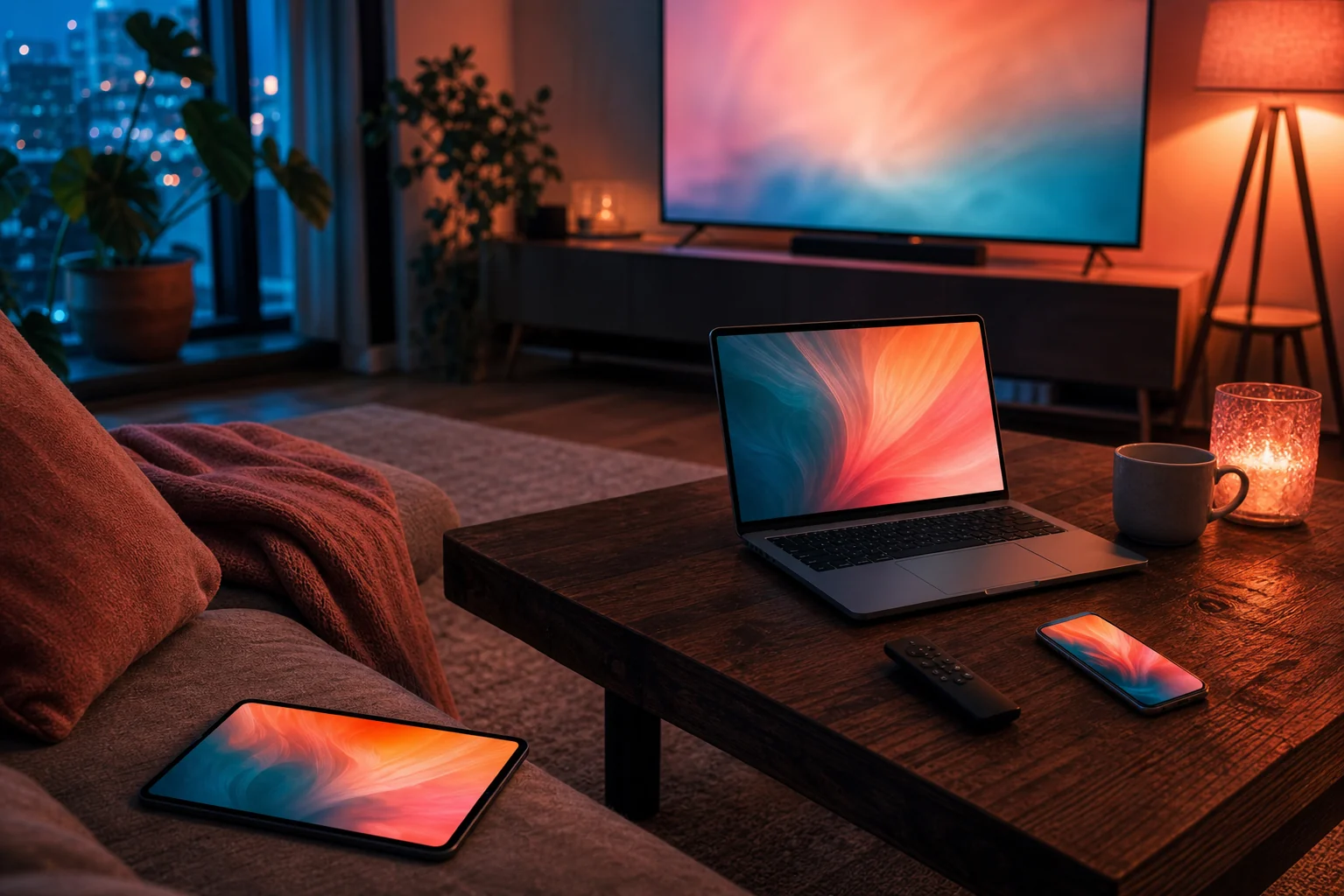 Inline IPTV on a smart TV, laptop, tablet and phone